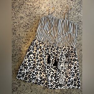 Women’s SEE by Chloe 100% silk Striped and Leopard Print silk Dress size 8